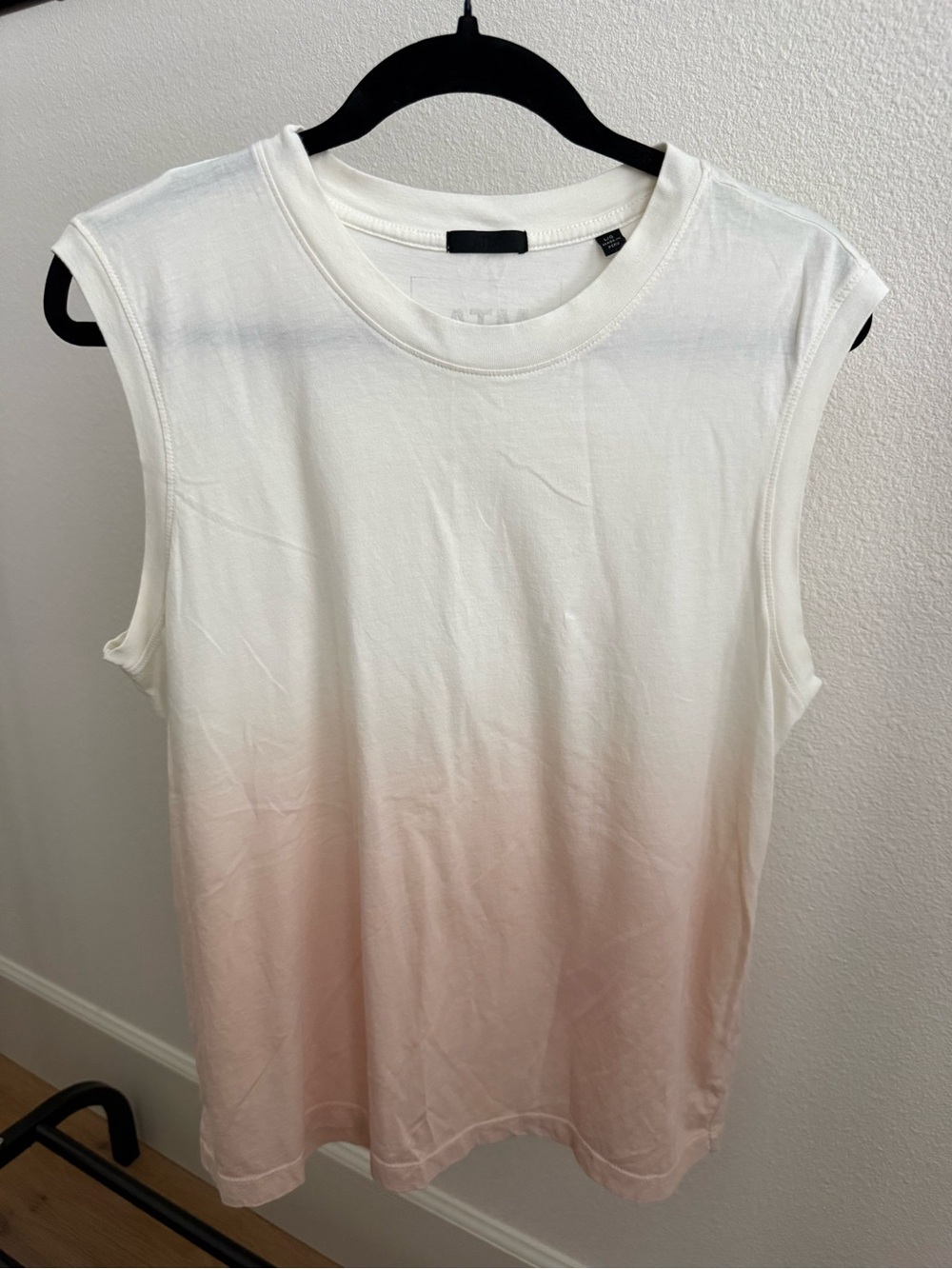 ATM Anthony Thomas Melillo White to Pale Pink Ombre Muscle Tank